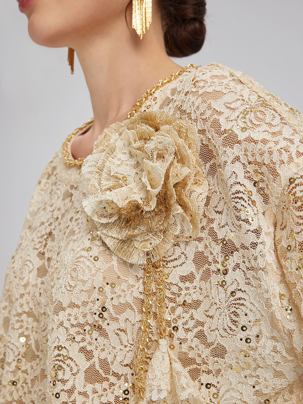 Lace Gold Gradient Sequin Handcrafted Chain Set