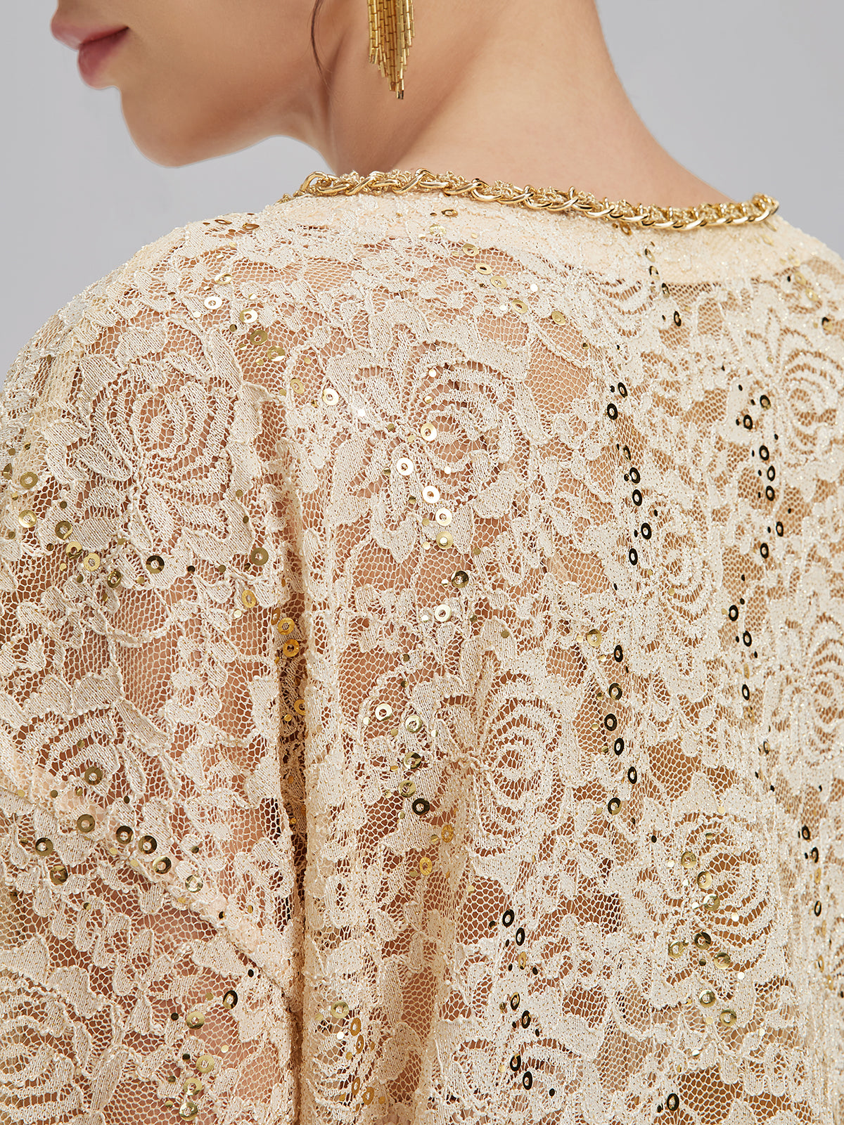 Lace Gold Gradient Sequin Handcrafted Chain Set