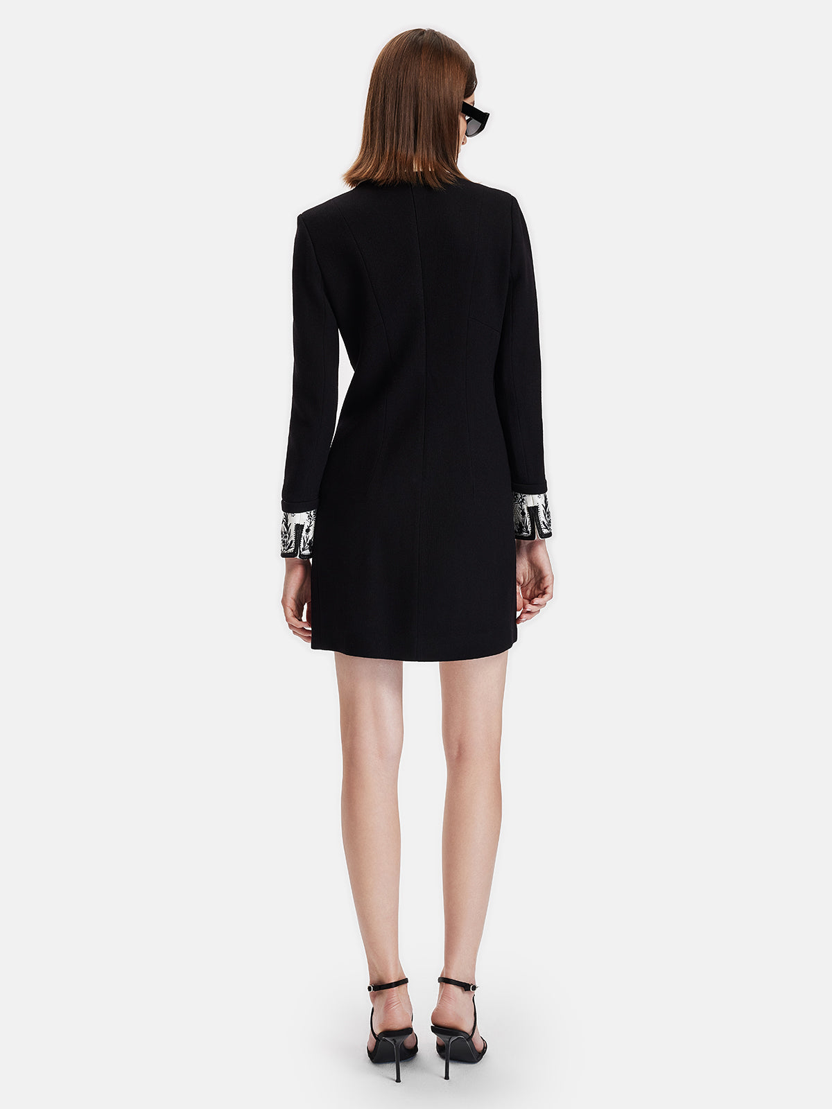 Silk-Wool Colorblock Embroidered Dress