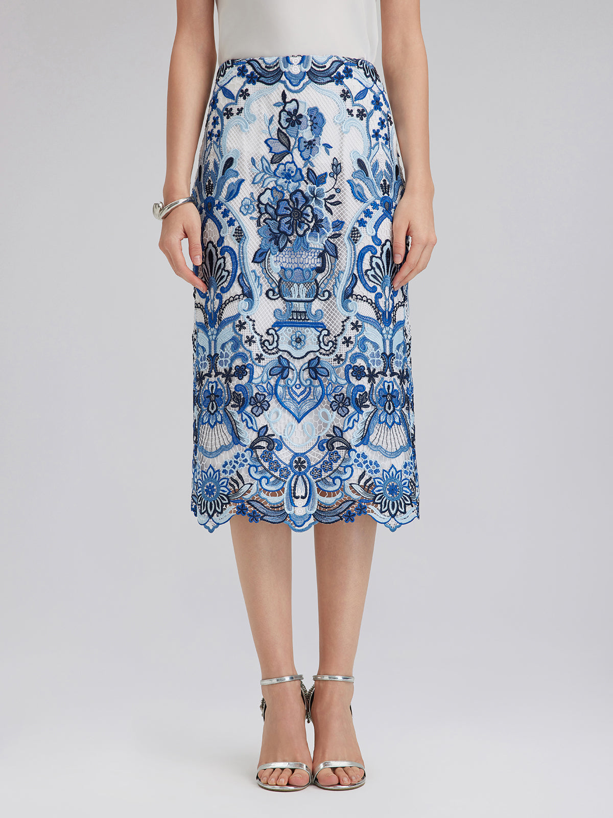 Guipure Lace Back Vent Skirt