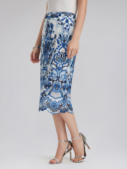 Guipure Lace Back Vent Skirt