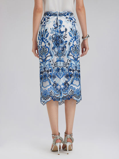 Guipure Lace Back Vent Skirt