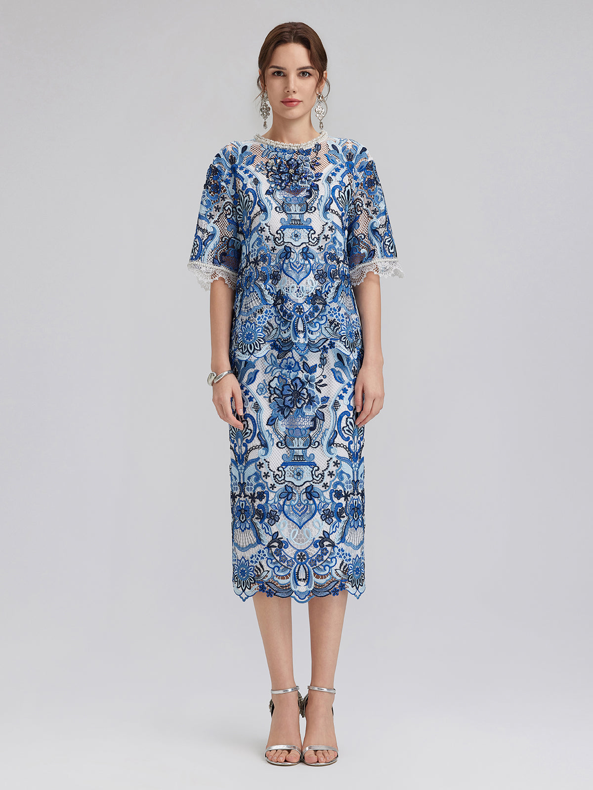 Guipure Lace Back Vent Skirt