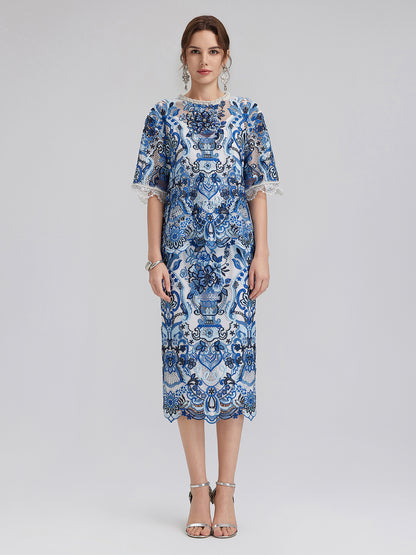 Guipure Lace Back Vent Skirt