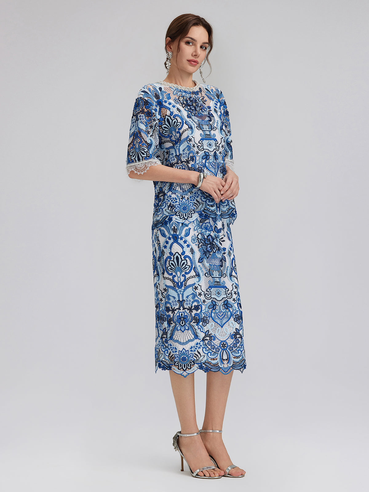 Guipure Lace Back Vent Skirt