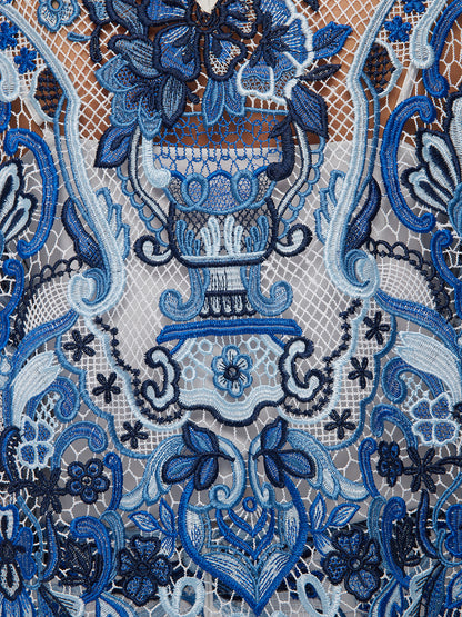 Guipure Lace Hand-Applied Crystals Pullover