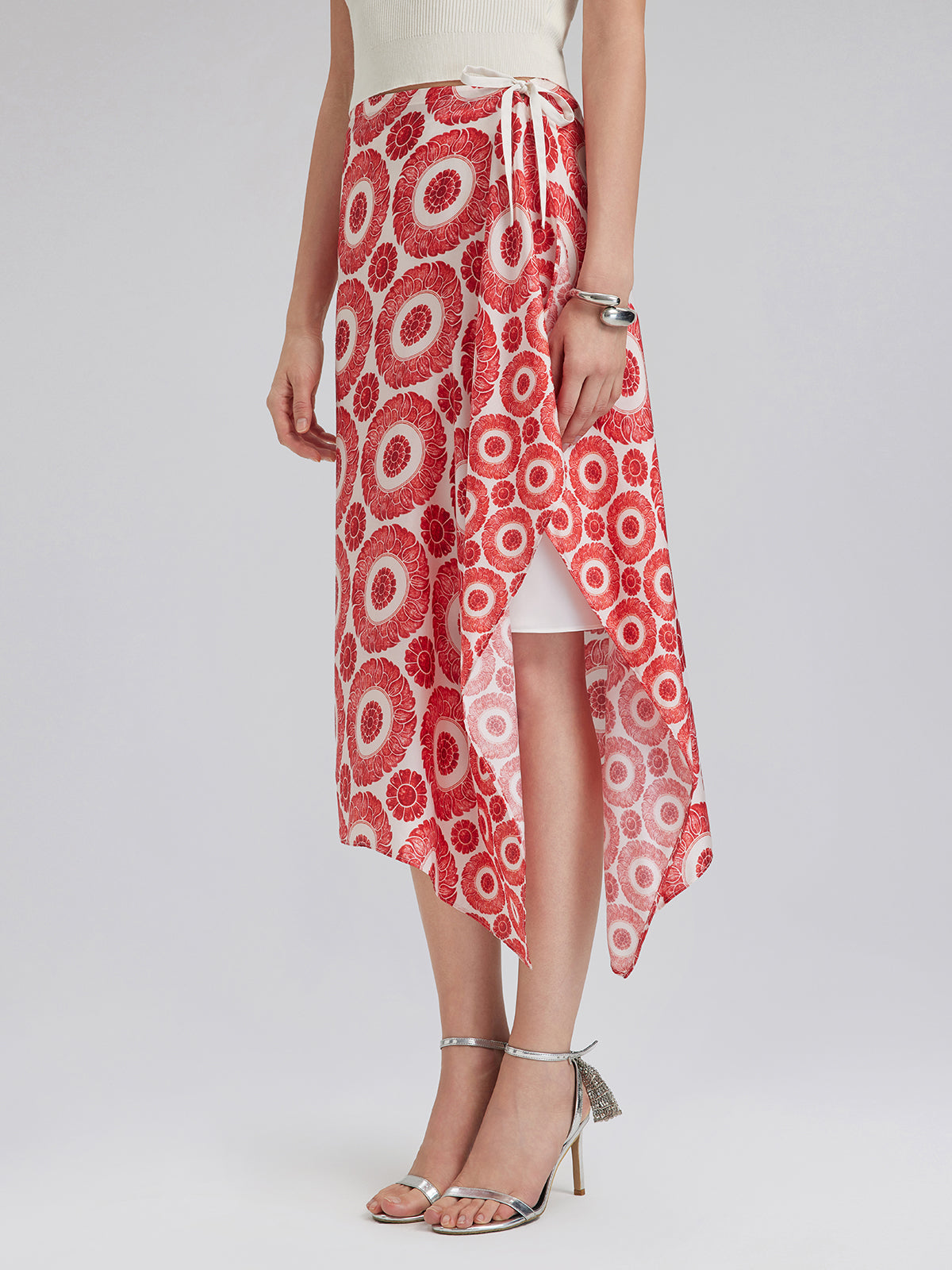 Silk Printed Wrap-Around Tie Skirt