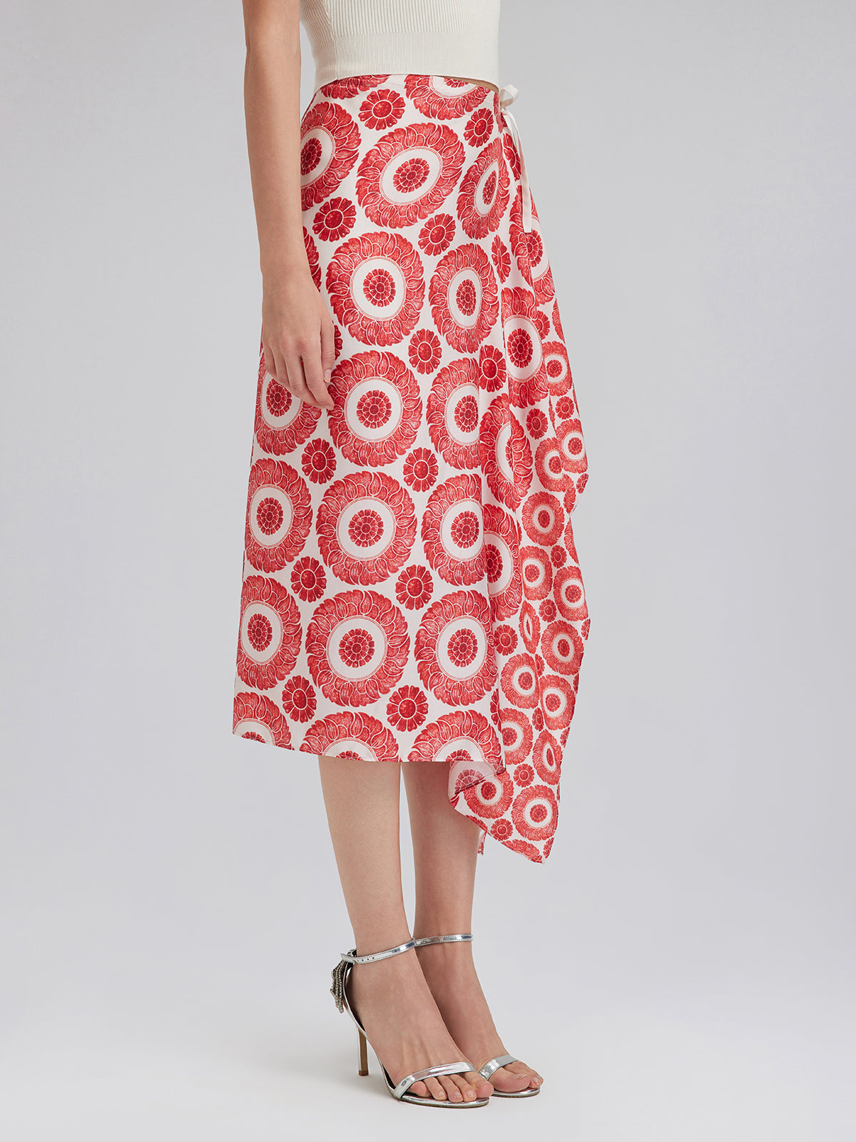 Silk Printed Wrap-Around Tie Skirt