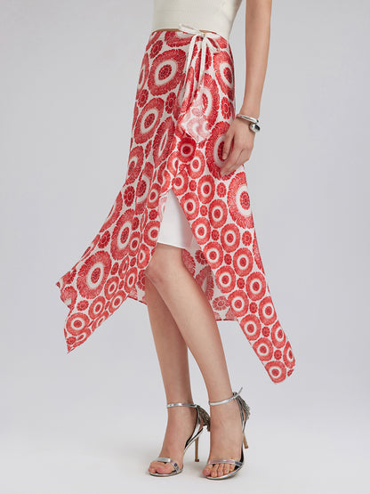 Silk Printed Wrap-Around Tie Skirt
