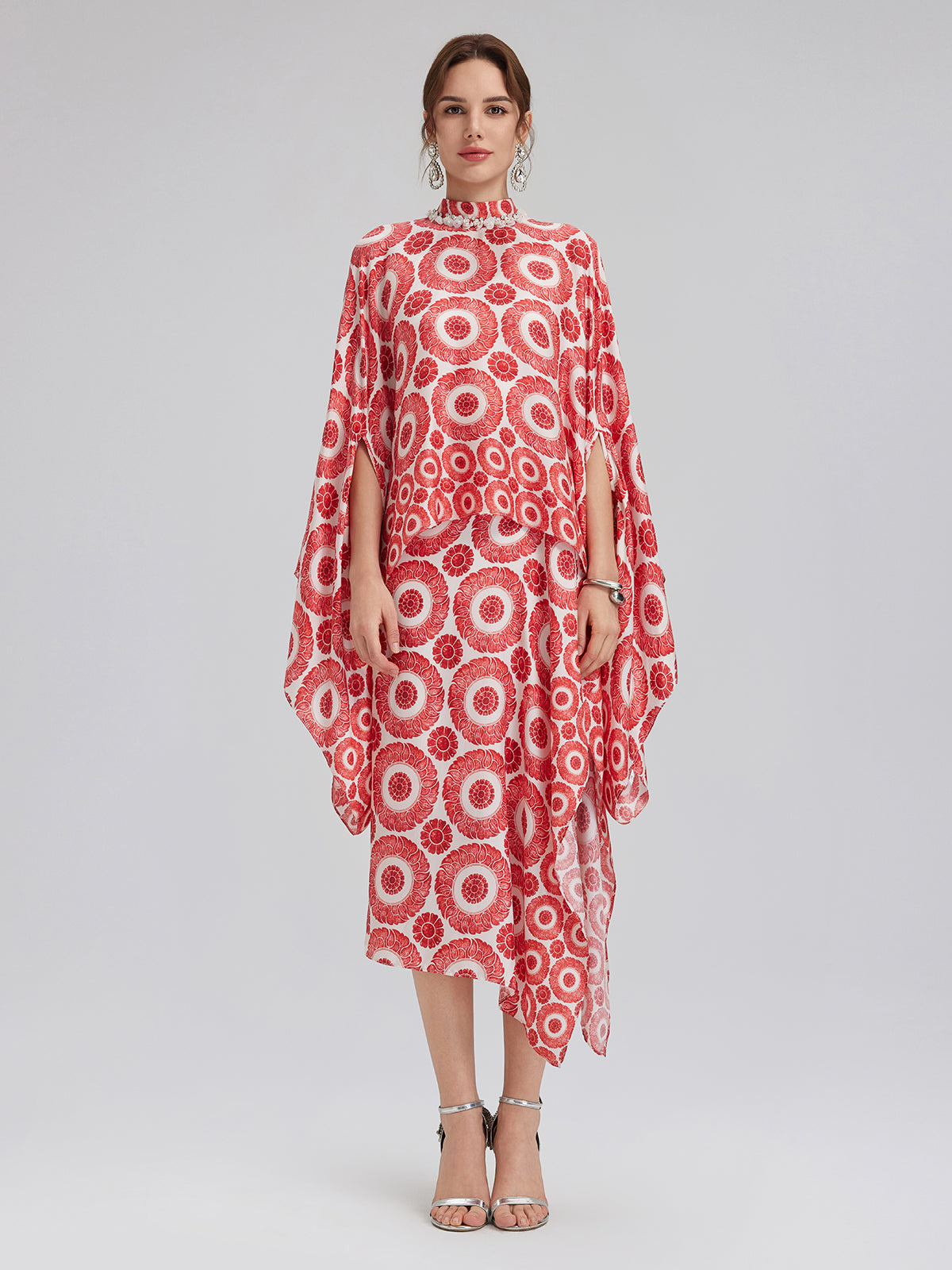 Silk Printed Wrap-Around Tie Skirt