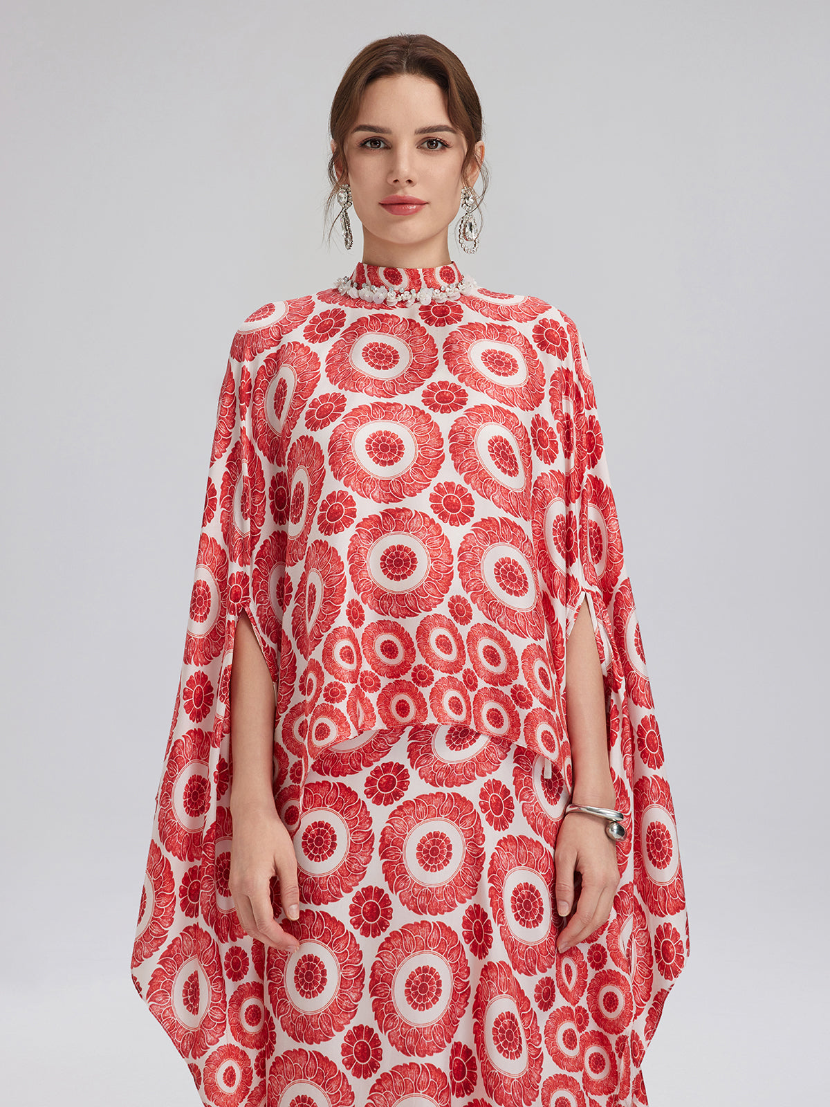 Silk Printed Vintage Cape Pullover