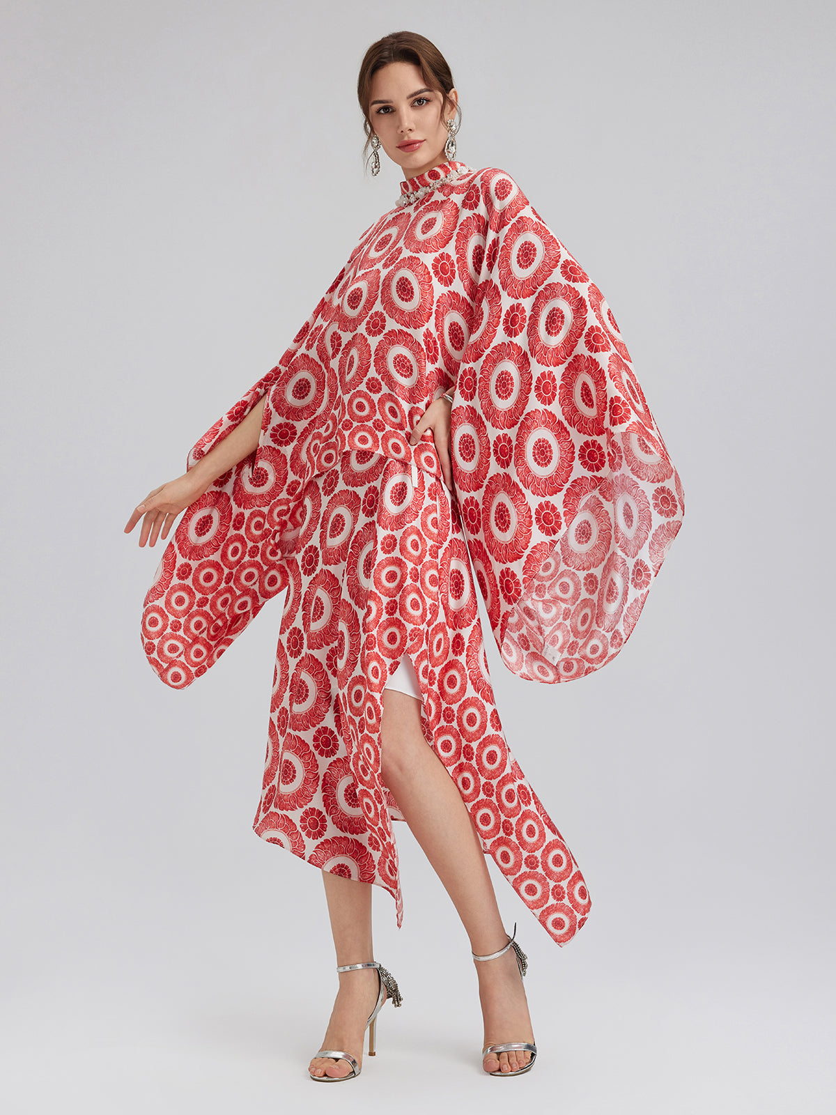 Silk Printed Wrap-Around Tie Skirt