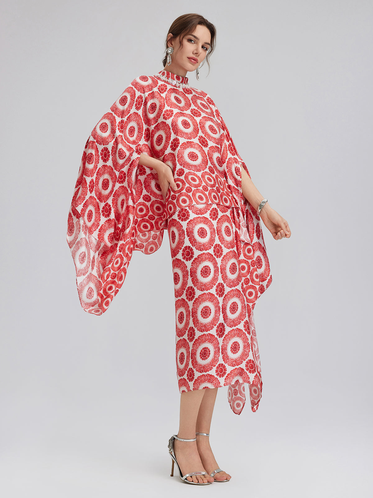 Silk Printed Vintage Cape Pullover