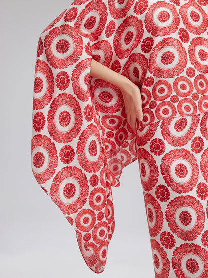 Silk Printed Vintage Cape Pullover