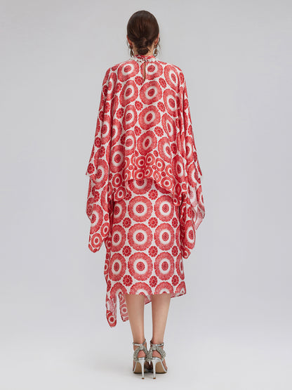 Silk Printed Wrap-Around Tie Skirt