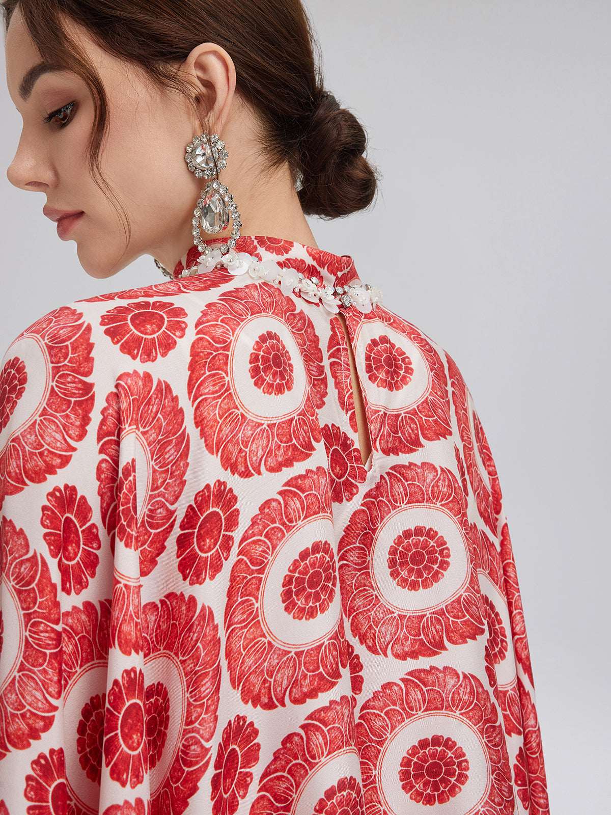 Silk Printed Vintage Cape Pullover