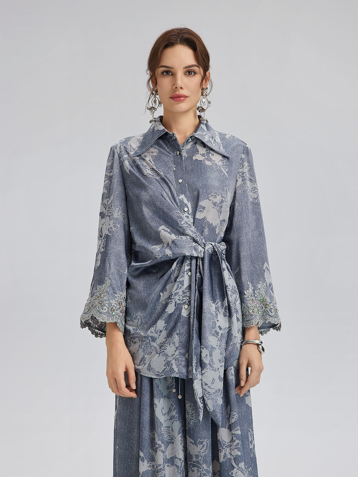 Final Sale | Burnout Floral Tie-Front Shirt