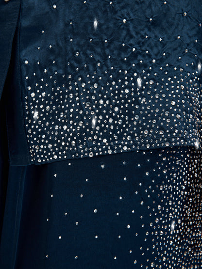 Crystal-Embellished Three-Quarter Sleeve Shirt