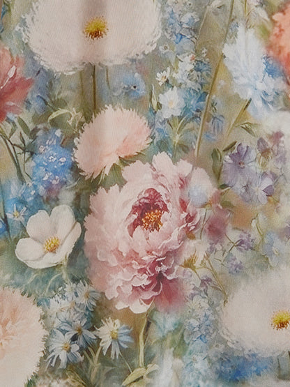 Impressionist Floral Silk Skirt