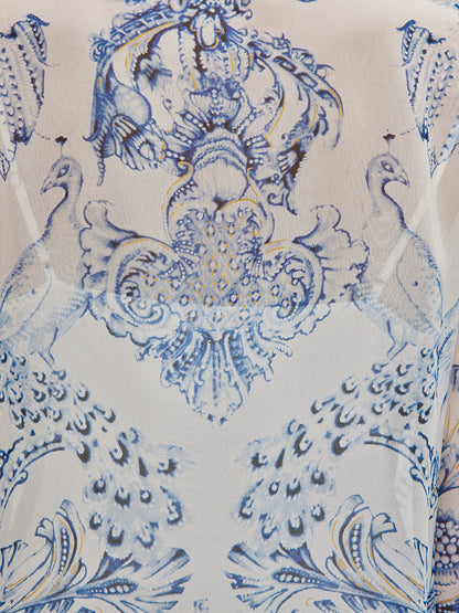 Silk Italian Floral Crystal-Embellished Pullover