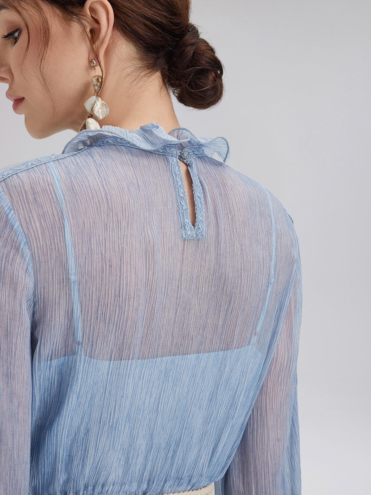 Final Sale | Garment Dyeing Lace Trim Silk Crepe Dress (100% Silk)