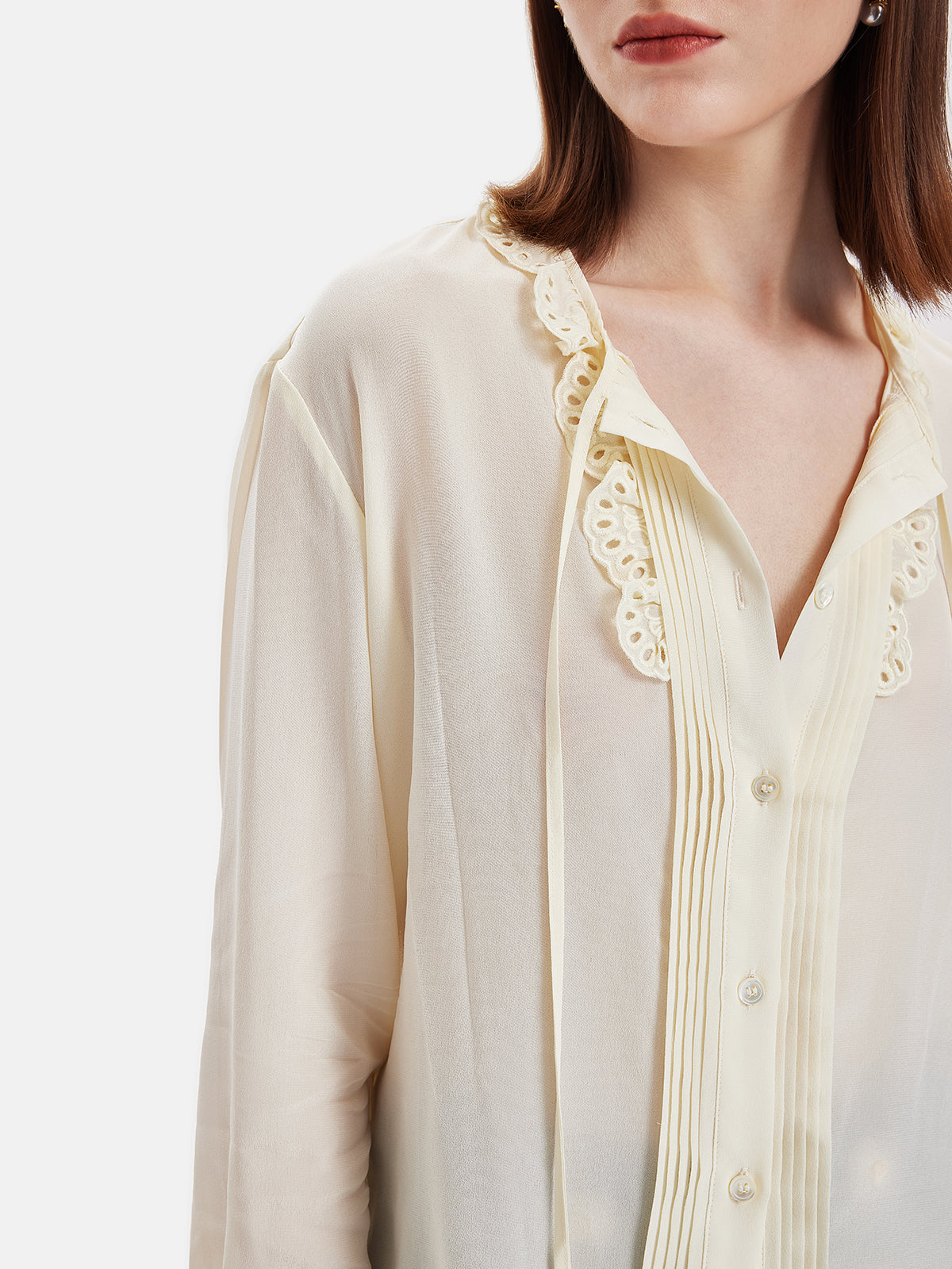 Ruffled Lace Embroidery Shirt