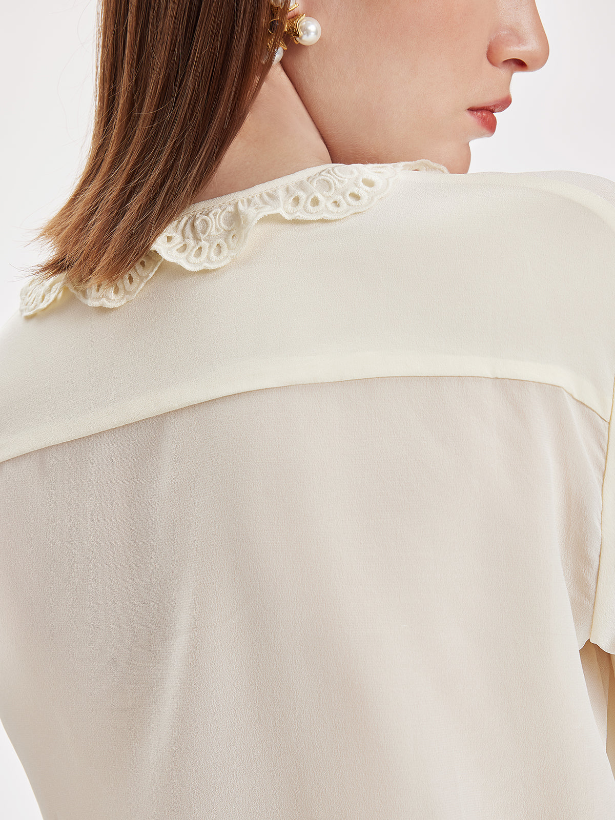 Ruffled Lace Embroidery Shirt