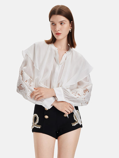 Embroidered Silk-Cotton Blouse