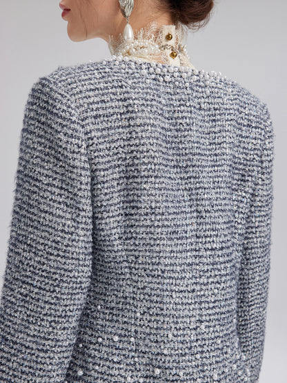French Hand-Beaded Pearl Tweed Jacket