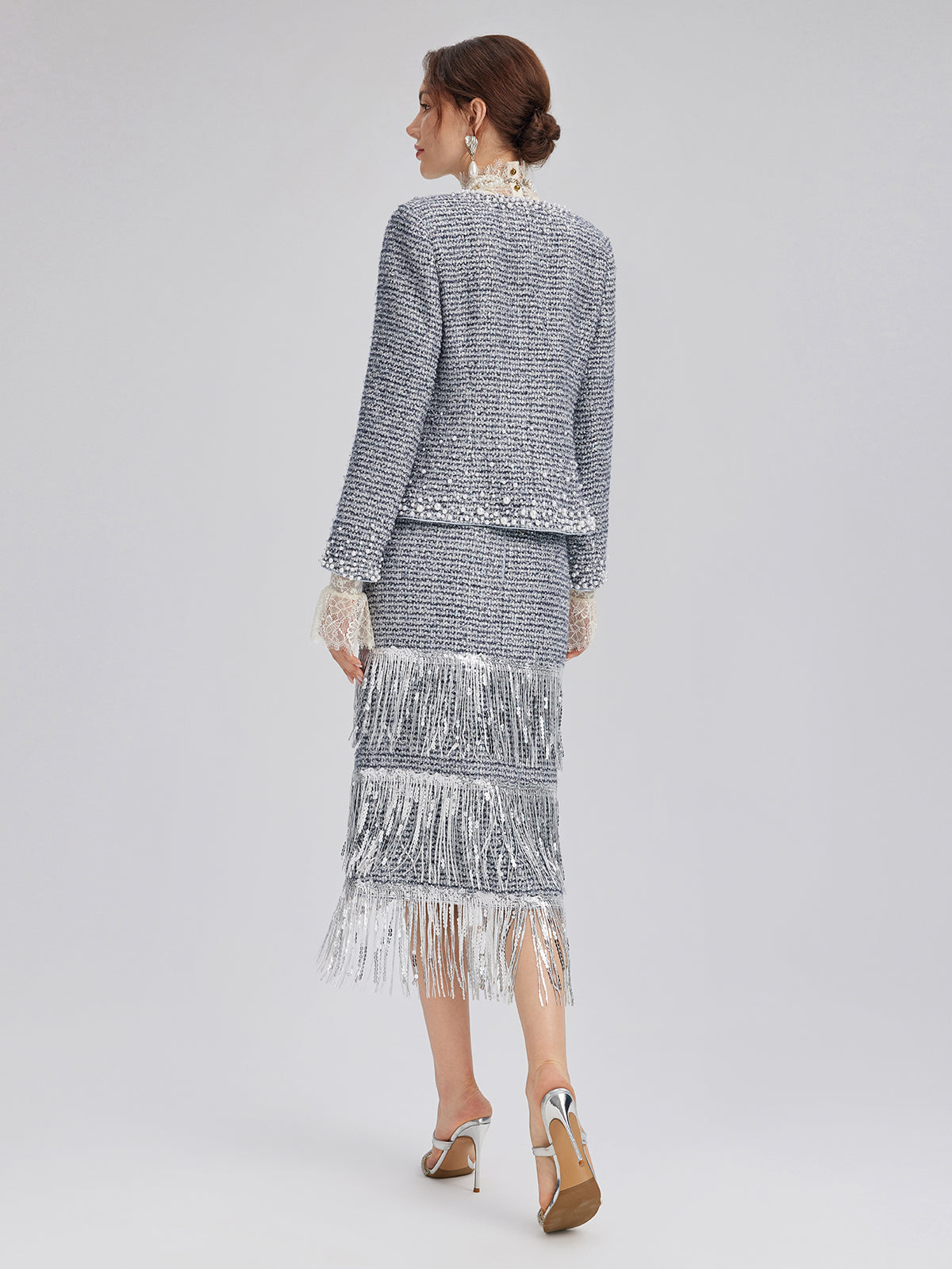 French Hand-Beaded Pearl Tweed Jacket