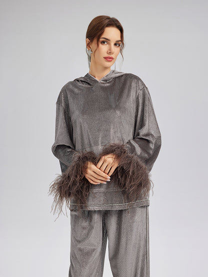 Hand-Sewn Feather Detachable Hoodie