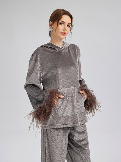 Hand-Sewn Feather Detachable Hoodie
