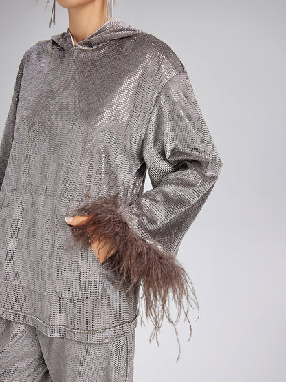 Hand-Sewn Feather Detachable Hoodie
