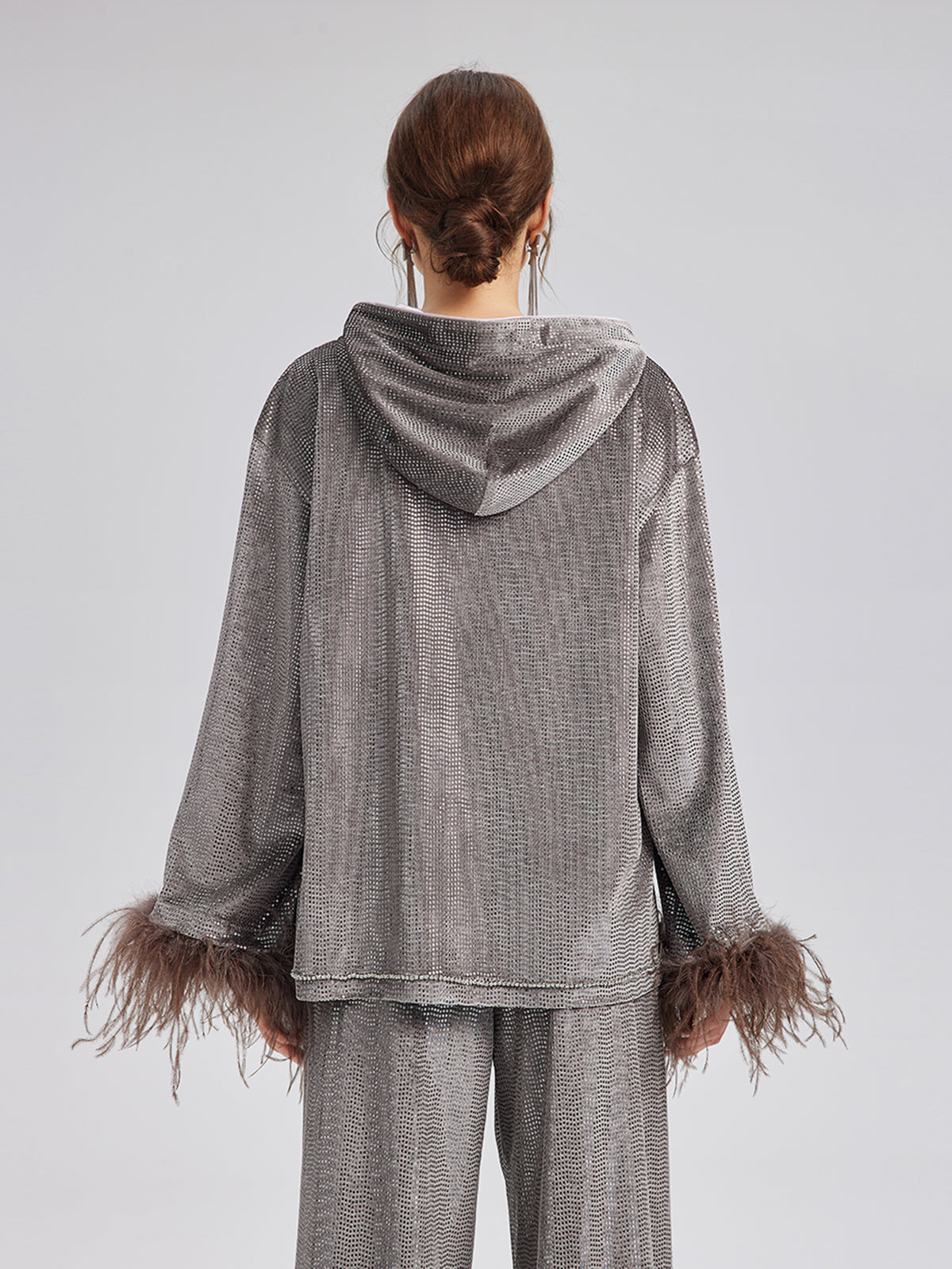 Hand-Sewn Feather Detachable Hoodie