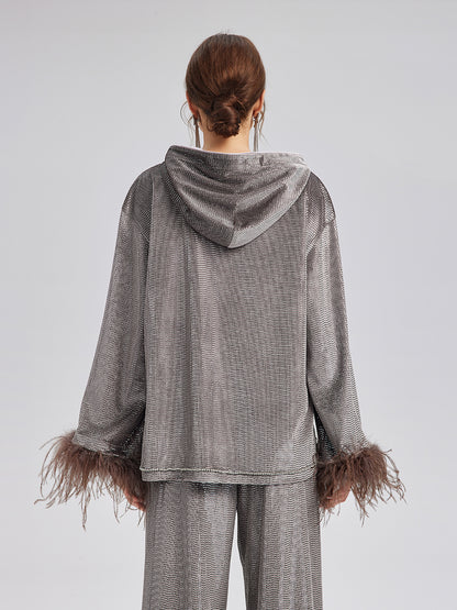 Hand-Sewn Feather Detachable Hoodie