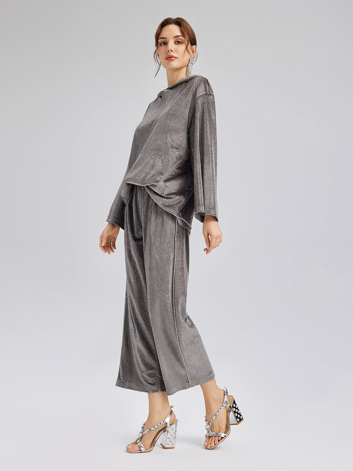 Hand-Sewn Feather Detachable Elastic Waist Pants