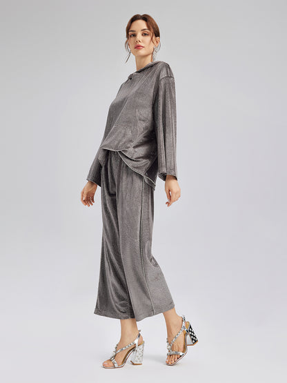 Hand-Sewn Feather Detachable Elastic Waist Pants