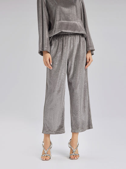 Hand-Sewn Feather Detachable Elastic Waist Pants