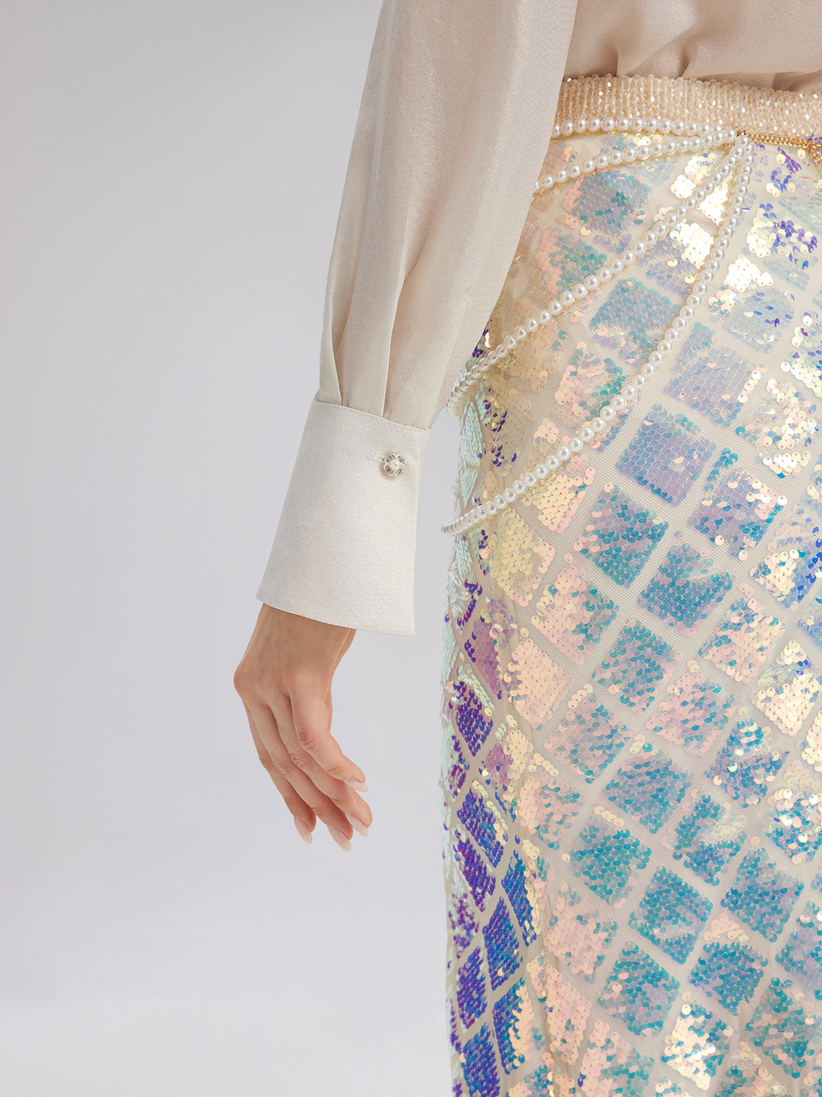 Shimmery Foil Fringe Accent Shirt