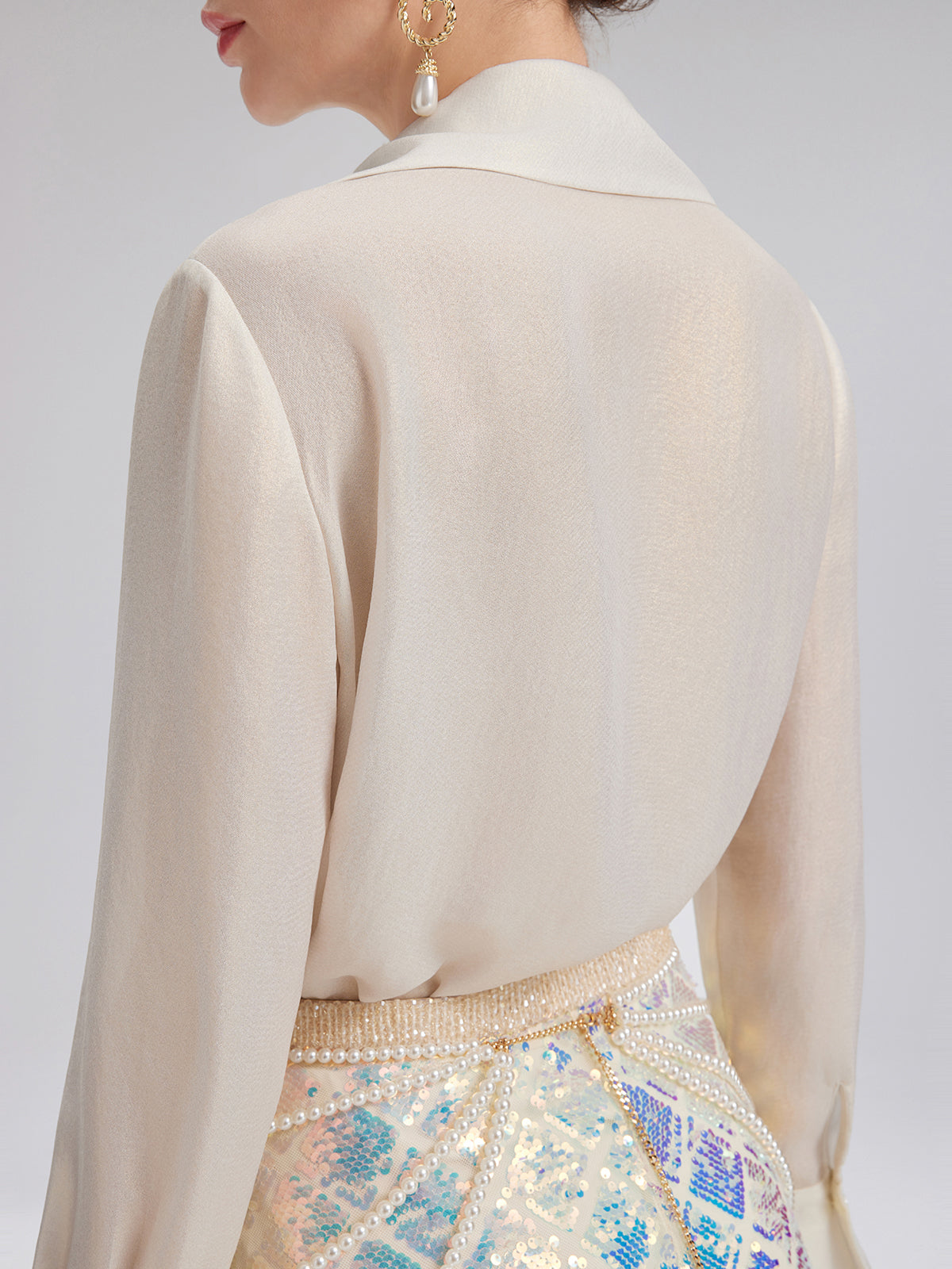 Shimmery Foil Fringe Accent Shirt