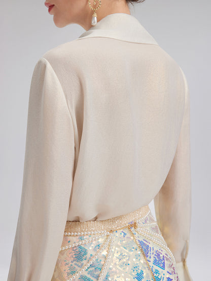 Shimmery Foil Fringe Accent Shirt