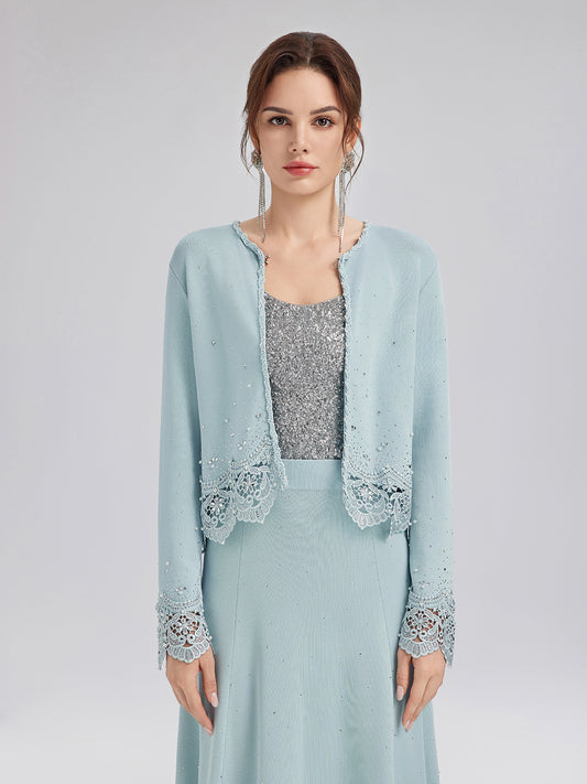 Rhinestone Lace Knit Cardigan