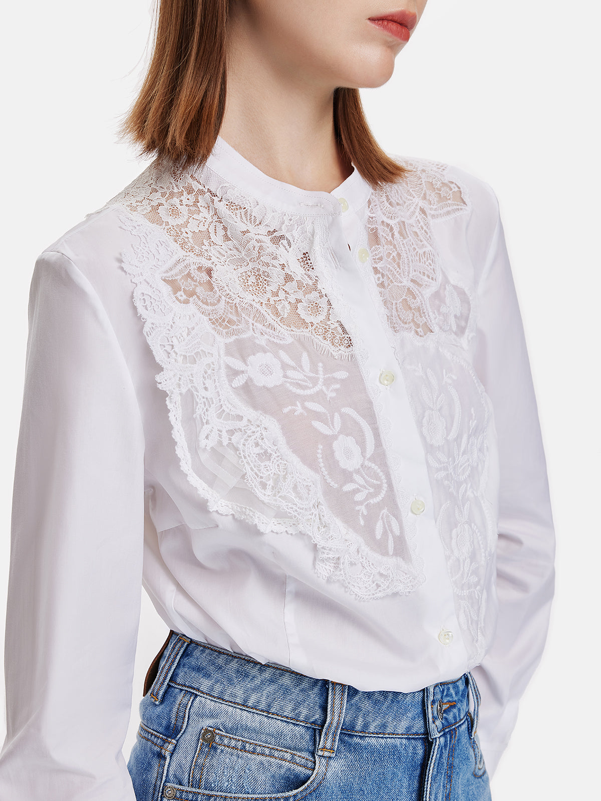 Lace Hollow Embroidery Shirt