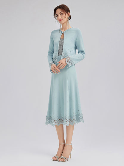 Rhinestone Lace Knit Cardigan