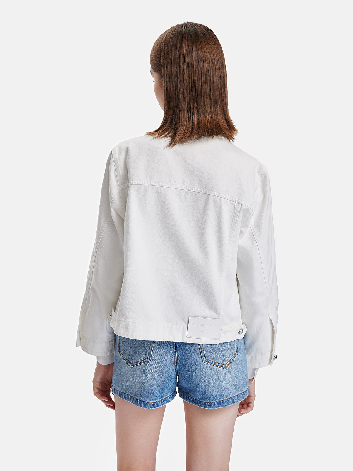 Regal Embroidered High-Collar Denim Jacket