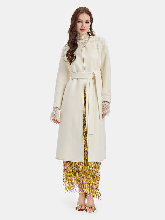 Cashmere Rope Beaded Embroidered Double-Faced Coat