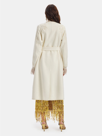 Cashmere Rope Beaded Embroidered Double-Faced Coat