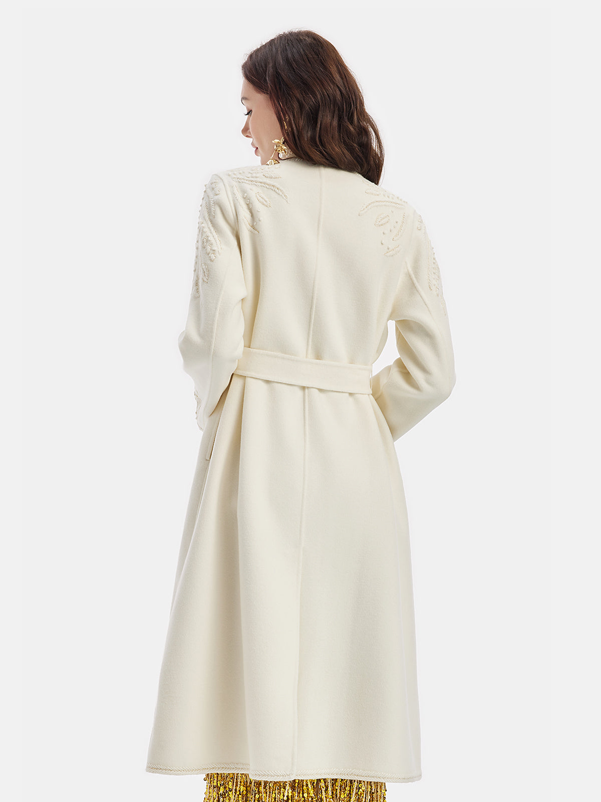 Cashmere Rope Beaded Embroidered Double-Faced Coat