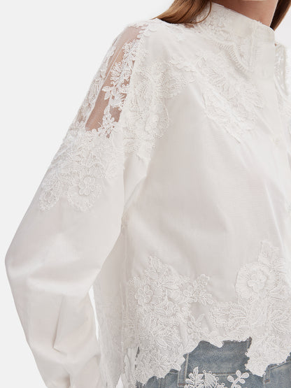 French Lace Embroidery Shirt