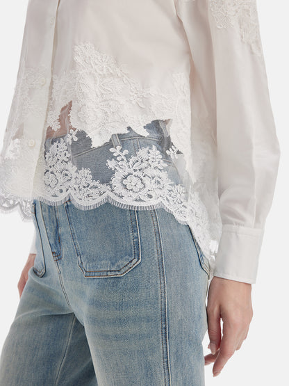 French Lace Embroidery Shirt